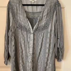 Gray Solitaire 3X Blouse - Lovely Unique Design